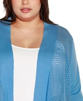 Belldini Plus Hi-Low Open-Front Swing Cardigan Sweater