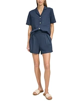 Andrew Marc Sport Women's Short-Sleeve Washed Button-Front Camp Shirt