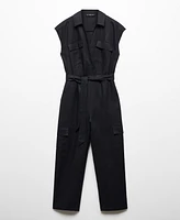 Mango Women's Cargo-Style Linen Jumpsuit