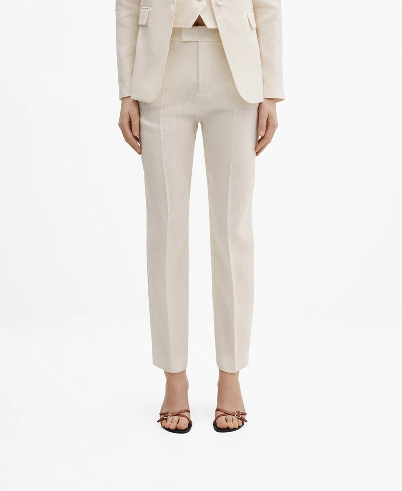 Mango Women's 100% Linen Suit Trousers