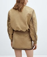 Mango Women's Worn Leather-Effect Bomber Jacket