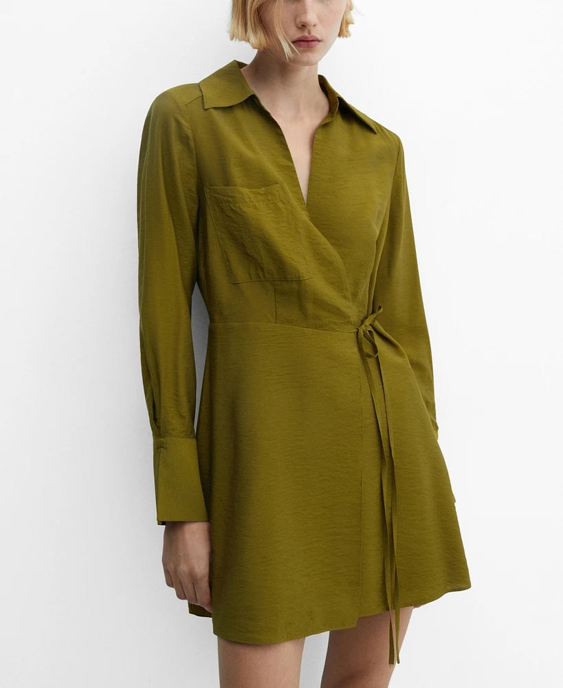 Mango Women's Bow Wrap Dress