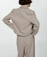 Mango Women's Cropped Pinstripe Jacket