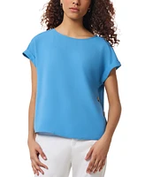 Jones New York Women's Crewneck Short-Sleeve Button-Trim Top