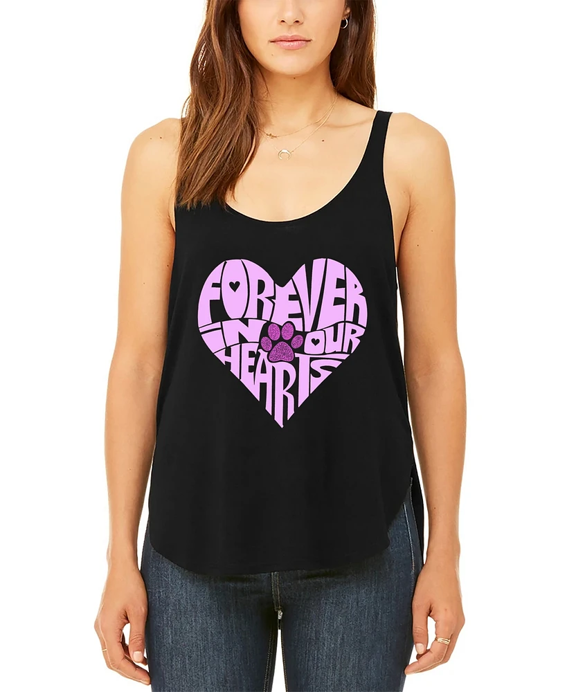 La Pop Art Women's Premium Word Forever Our Hearts Flowy Tank Top