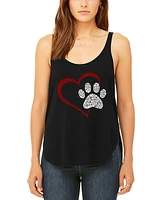 La Pop Art Women's Premium Word Paw Heart Flowy Tank Top