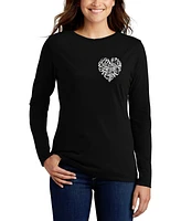 La Pop Art Women's Word Cursive Heart Long Sleeve T-Shirt