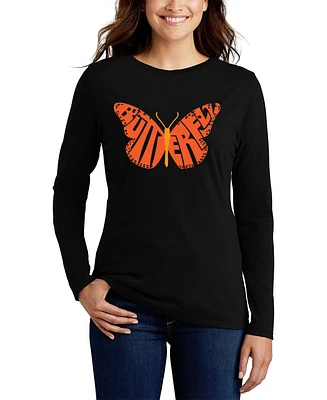 La Pop Art Women's Word Butterfly Long Sleeve T-Shirt