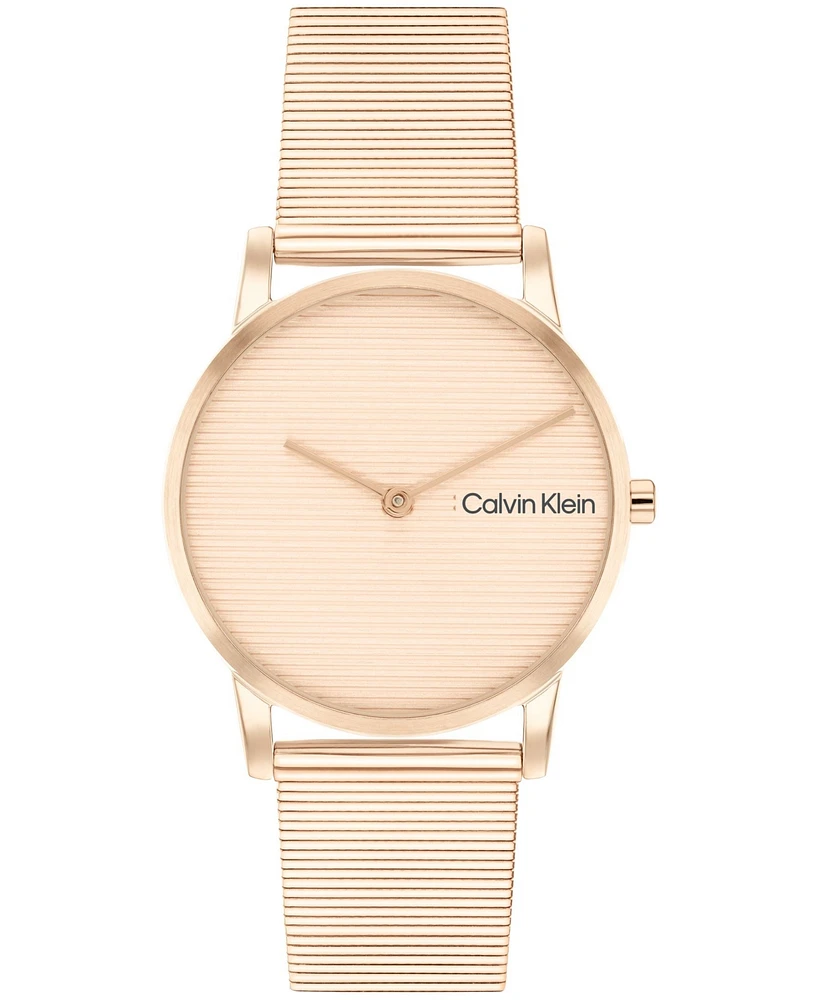 Calvin Klein Women's Ck Feel Carnation Gold-Tone Stainless Steel Mesh Watch 30mm