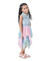 Rare Editions Toddler & Little Girls Denim Vest Topper Dress