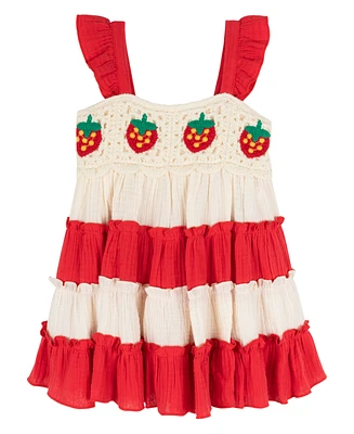 Rare Editions Baby Girl Strawberry Crochet Dress
