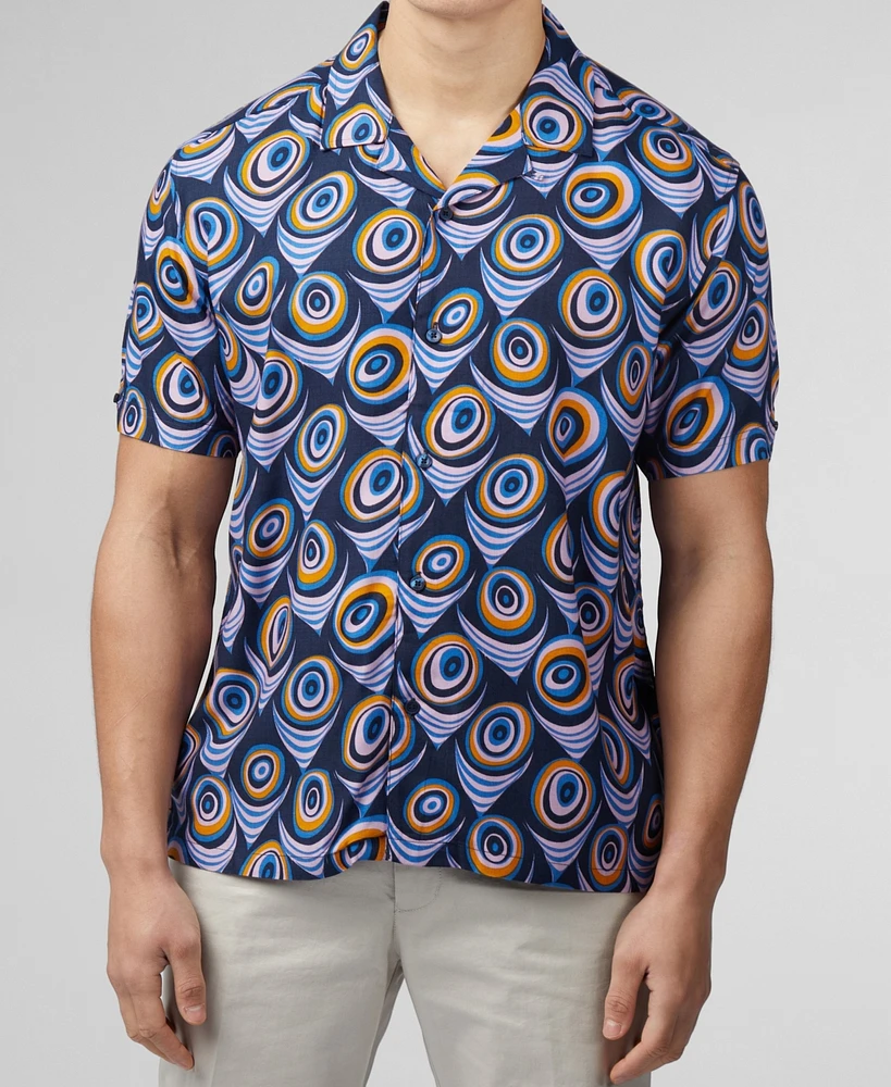 Ben Sherman Men's Psychedelic Print Short Sleeve Shirt