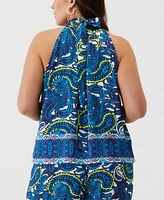 Ella Rafaella Plus Paisley Print Sleeveless Halter Top