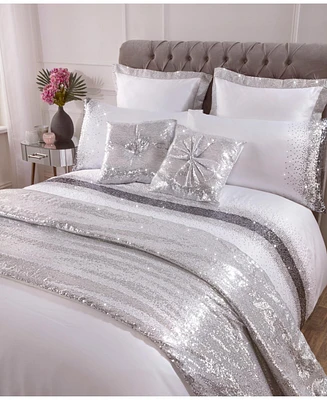 By Caprice Home Monroe Sequined Sateen Duvet Cover Set With Matching Pillow Cases king
