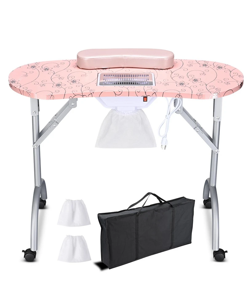 Byootique Portable Folding Manicure Nail Table Station Salon Desk Beauty Salon