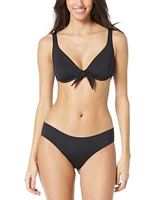 Vince Camuto Womens V Neck Tie Front Bikini Top Riviera Shirred Cheeky Bikini Bottoms