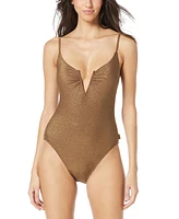 Vince Camuto Women's Metallic V-Wire One-Piece Swimsuit