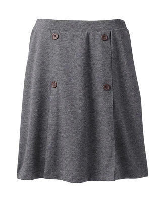 Lands' End Women's School Uniform Ponte Button Front Skort Above the Knee