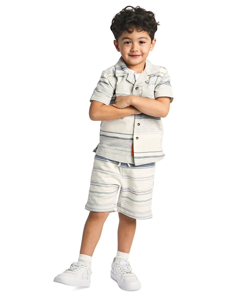 Sovereign Code Big Boys Textured Striped Elastic-Waistband Shorts