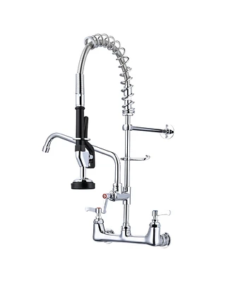 Aquaterior Wall Mount Pre-Rinse Faucet Kitchen Sink 26" Height Sprayer Home
