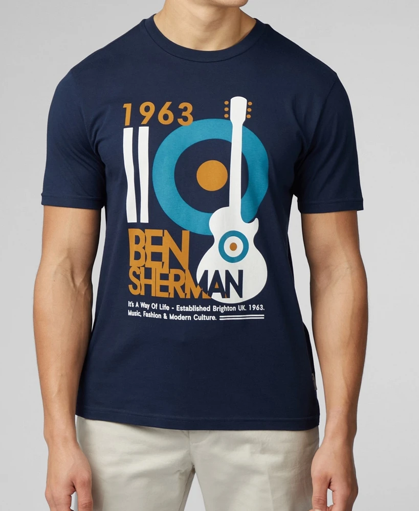 Ben Sherman Men's Mod Guitar Poster Short Sleeve T-shirt