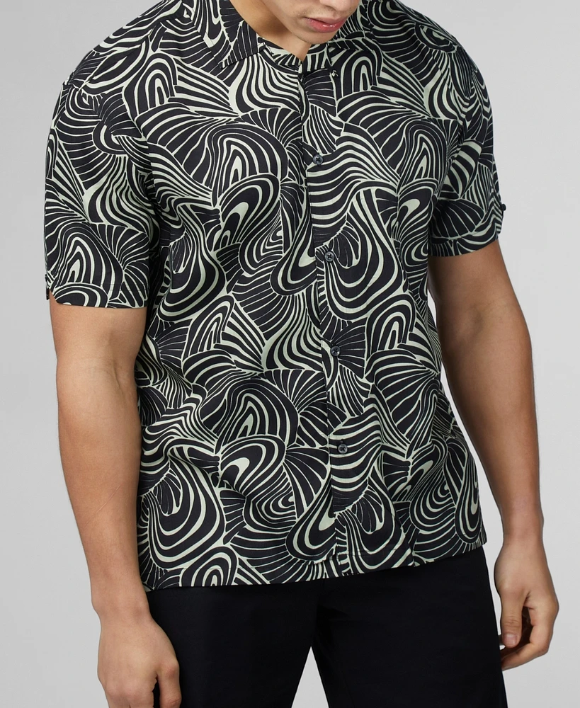 Ben Sherman Men's Psychedelic Swirl Print Short Sleeve Shirt