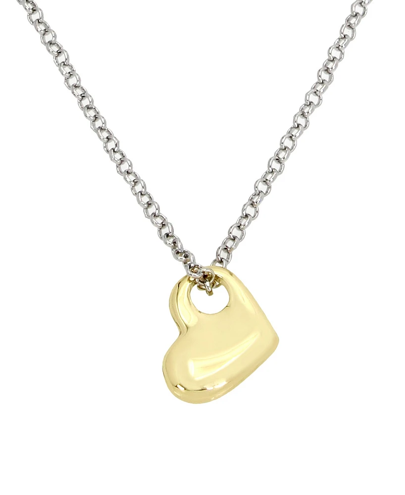 Steve Madden Two-tone Puffy Heart Pendant Necklace
