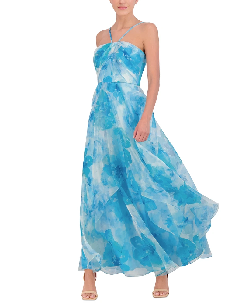 Eliza J Women's Printed Pleated Ruffled Gown