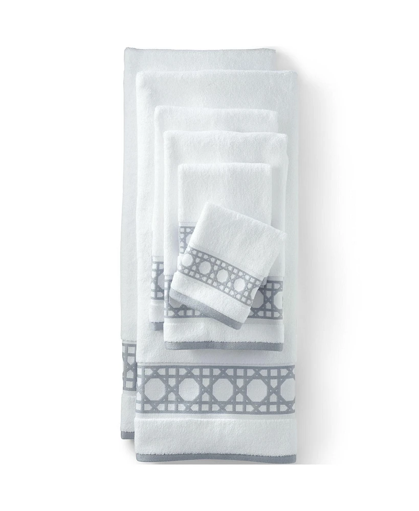 Lands' End Premium Supima Cotton Cane Weave Jacquard Border Hand Towel