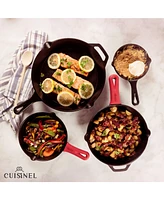 Cuisinel Cast Iron Skillet Set - 4-Piece Chef Pan - 6" + 8" + 10" + 12"-Inch