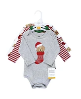 Hudson Baby Baby Boys Unisex Baby Cotton Long-Sleeve Bodysuits, Christmas Dog