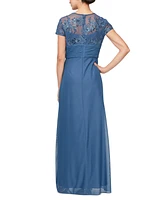 Alex Evenings Women's Embellished Short-Sleeve Gown