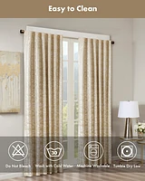 SunSmart Cassius Jacquard Lined Total blackout curtains for bedroom, Rod Pocket/Back Tab Single Curtain Panel Living Room