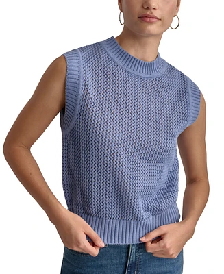 Dkny Jeans Women's Cotton Open-Stitch Sweater Vest