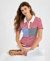 Tommy Hilfiger Women's Striped Short Sleeve Polo Shirt
