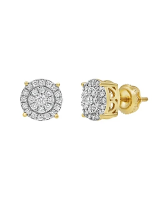 LuvMyJewelry Round Cut Natural Certified Diamond (0.5 cttw) 14k Yellow Gold Earrings Concentric Circle Design