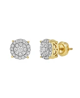 LuvMyJewelry Round Cut Natural Certified Diamond (0.5 cttw) 14k Yellow Gold Earrings Concentric Circle Design