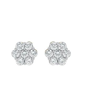 LuvMyJewelry Round Cut Natural Certified Diamond (1.25 cttw) 14k Yellow Gold Earrings Fashionable Cluster