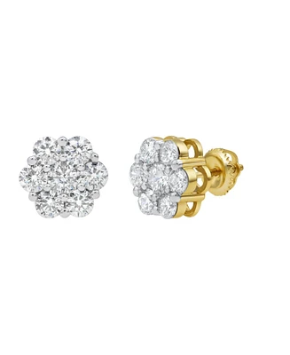 LuvMyJewelry Round Cut Natural Certified Diamond (2.26 cttw) 14k Yellow Gold Earrings Luxe Cluster Design