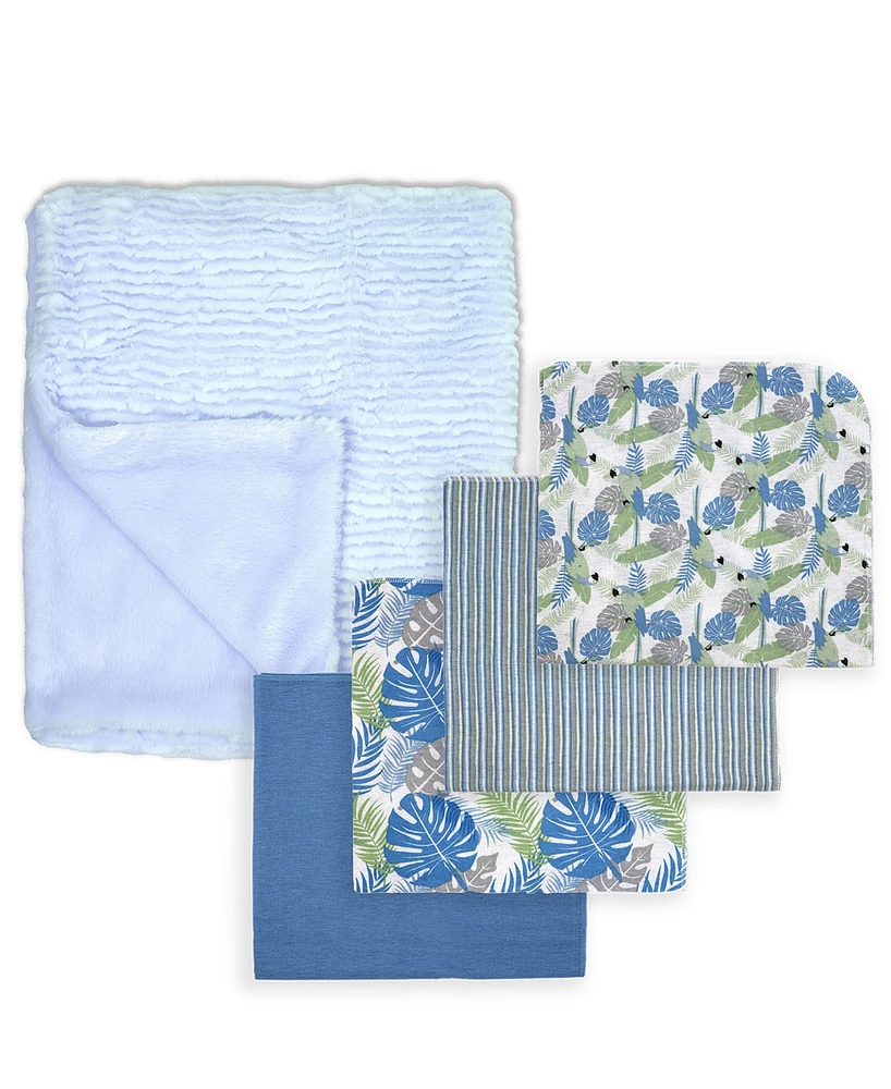 Tendertyme Baby Boys Tropical Islands Baby Blankets, 5 Piece Gift Set