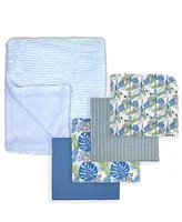 Tendertyme Baby Boys Tropical Islands Baby Blankets, 5 Piece Gift Set