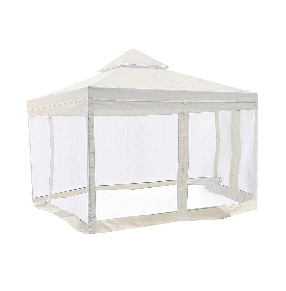 Yescom 10'x10' Gazebo Top Replacement+Mosquito Net for 2 Tier Outdoor Canopy Cover Patio Garden Yard White Y00610T07NET