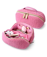 Byootique Plush Makeup Bag Open Flat Travel Toiletry Accessories Case Organizer