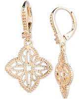 Marchesa Gold-Tone Filigree Small Drop Leverback Earrings