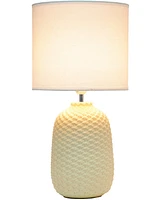 Simple Designs 20.4" Tall Traditional Ceramic Purled Texture Bedside Table Desk Lamp with White Fabric Drum Shade