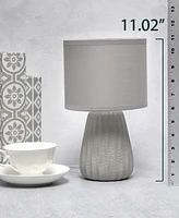 Simple Designs 11.02" Traditional Mini Modern Ceramic Texture Pastel Accent Bedside Table Desk Lamp with Matching Fabric Shade
