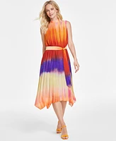 Tahari Asl Women's Ombre Pleated Midi Dress