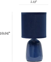 Simple Designs 10.04" Tall Traditional Ceramic Thimble Base Bedside Table Desk Lamp with Matching Fabric Shade