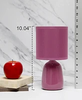 Simple Designs 10.04" Tall Traditional Ceramic Thimble Base Bedside Table Desk Lamp with Matching Fabric Shade