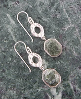 Barse Hammered Genuine Seraphinite Octagon Drop Earrings